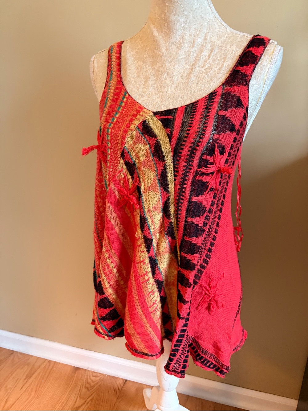 Vintage Free People Bohemian Knit Sleeveless Top